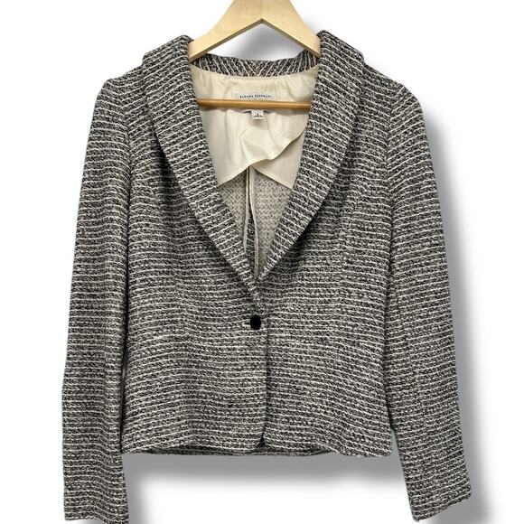 Banana Republic Unstructured Wool-Blend Knit Tweed Blazer Women's 8 Gray - Picture 1 of 10